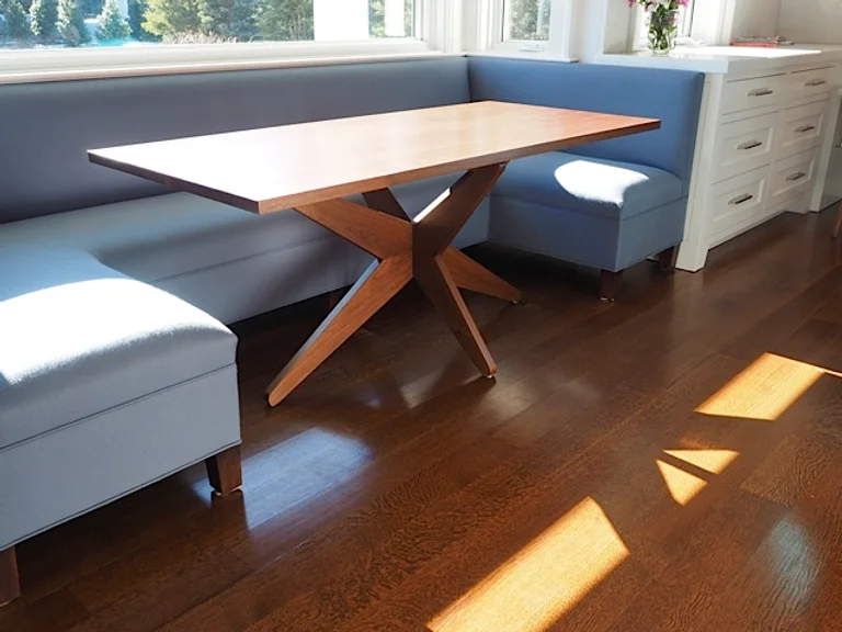 Maple Banquette Table with Geometric X-Base