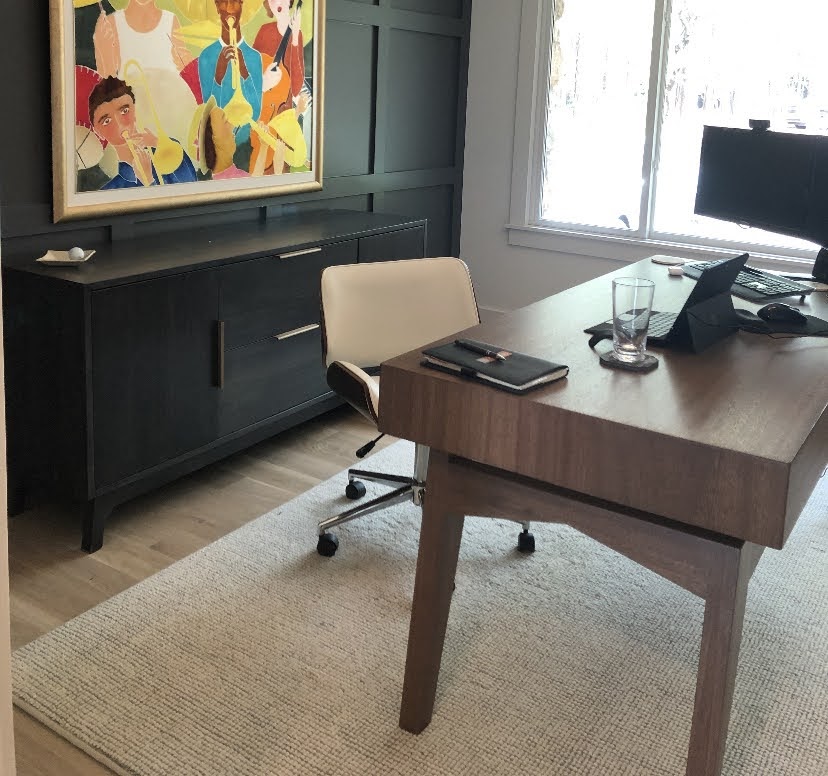 Reclaimed Mahogany Desk and Poplar Credenza