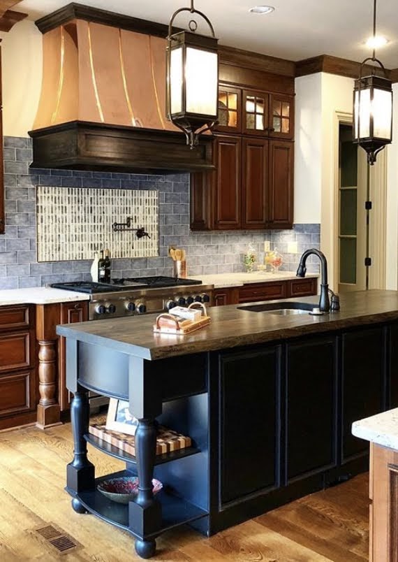 Painted Maple Kitchen Island with Turned Legs