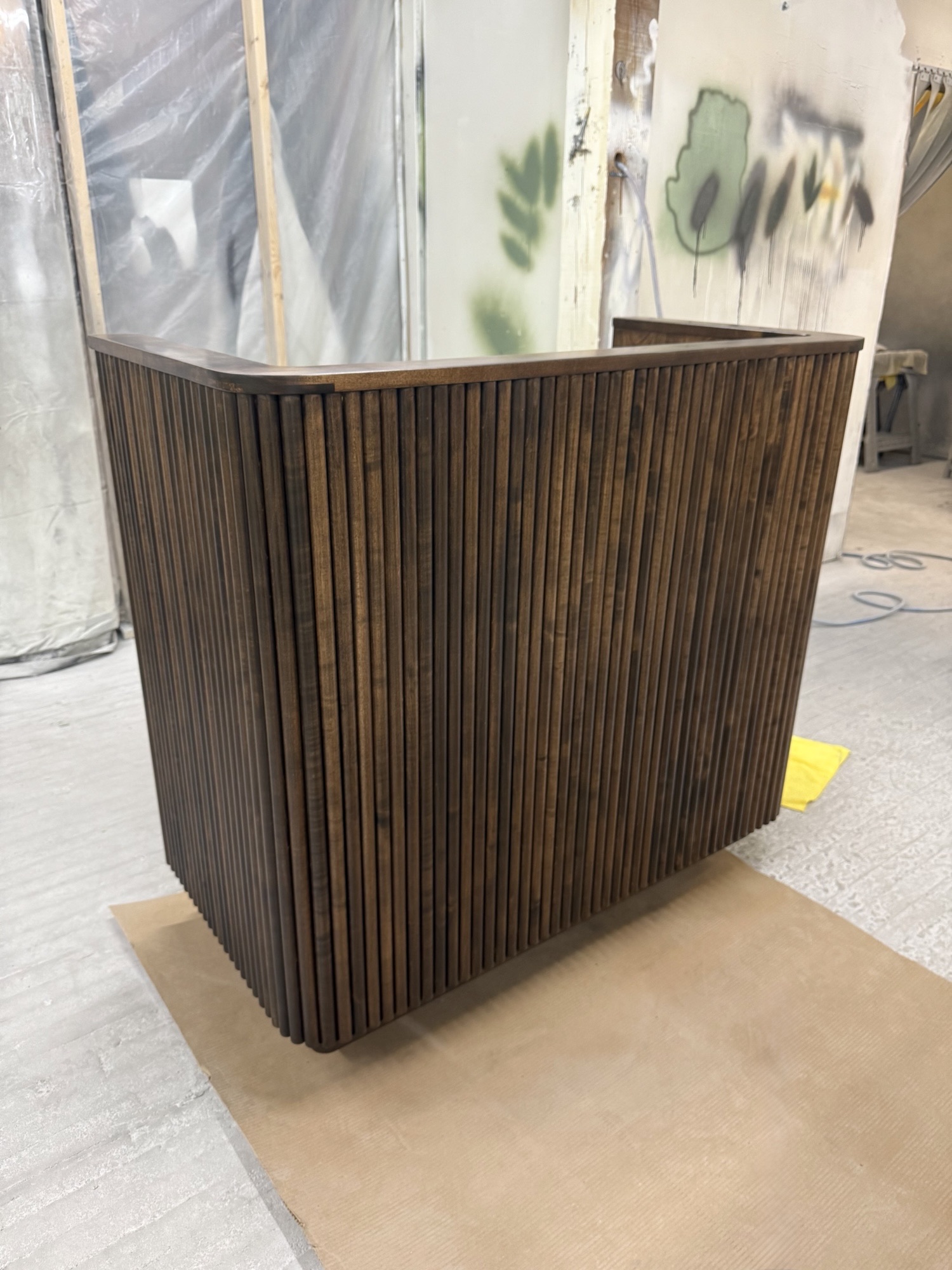 Reeded maple hostess stand